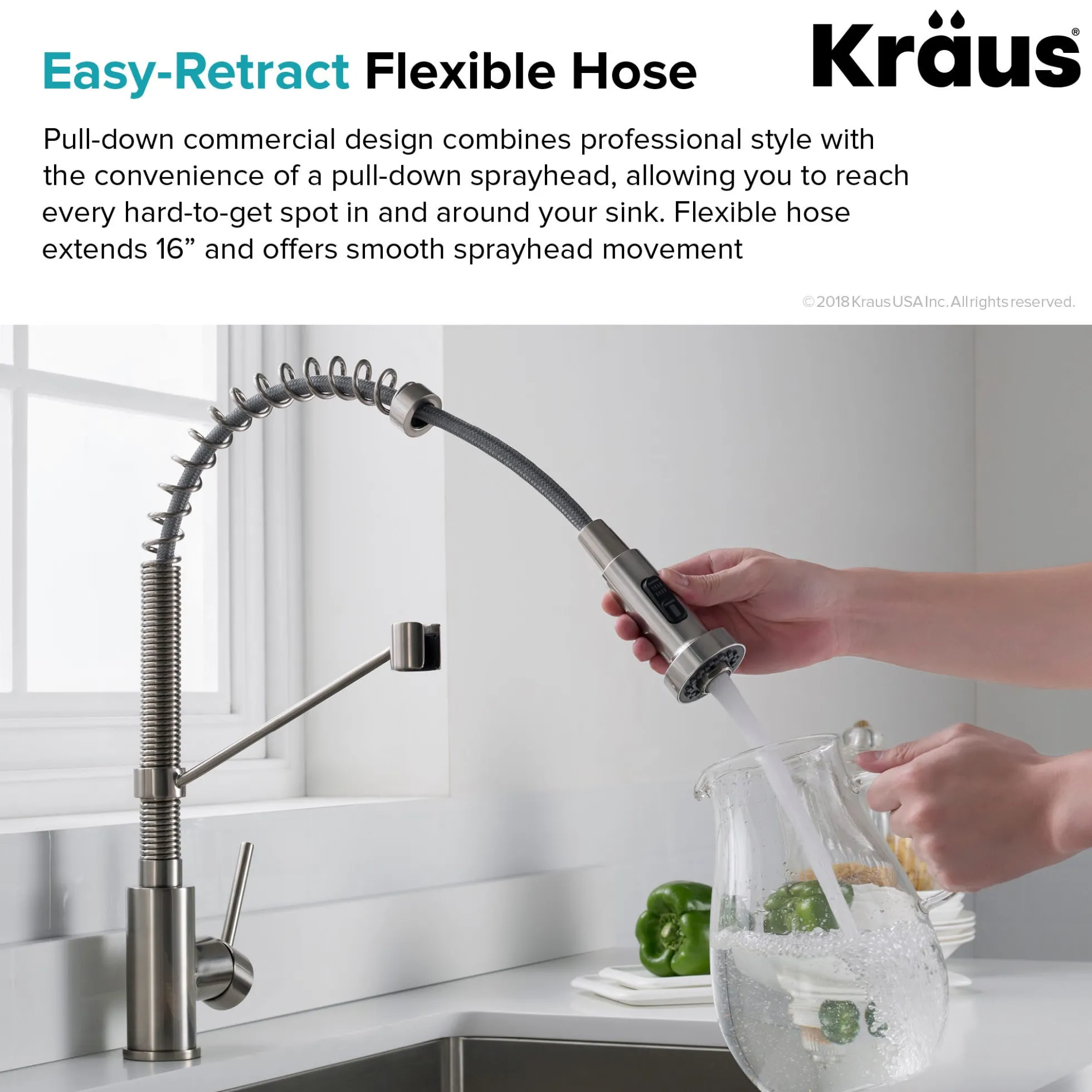 33" Undermount Kitchen Sink w/ Bolden Commercial Pull-Down Faucet and Soap Dispenser in Stainless Steel