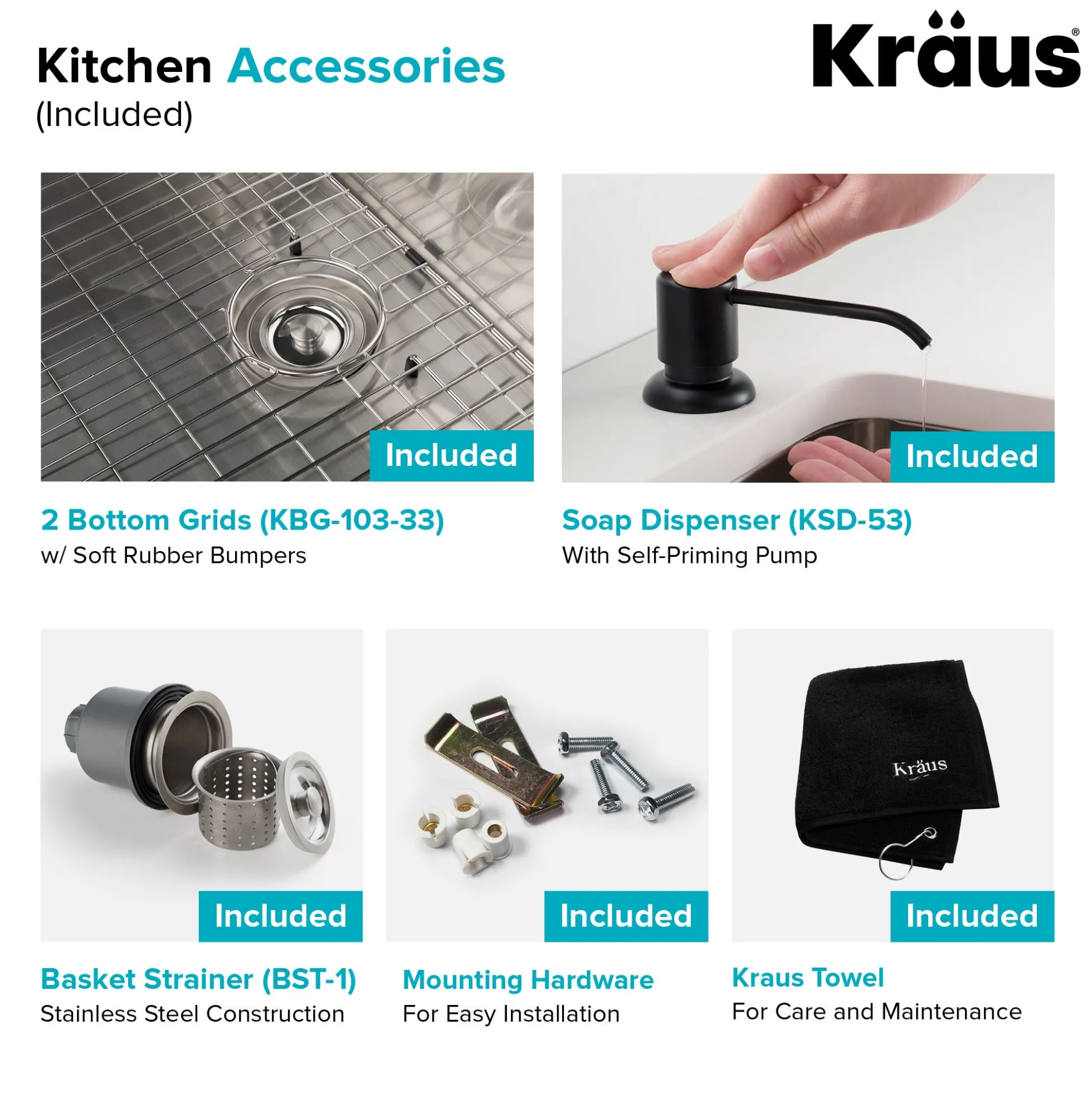 33" Undermount Kitchen Sink w/ Bolden Commercial Pull-Down Faucet and Soap Dispenser in Matte Black