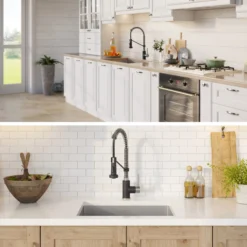 23" Undermount Kitchen Sink w/ Bolden Commercial Pull-Down Faucet and Soap Dispenser in Stainless Steel/Matte Black
