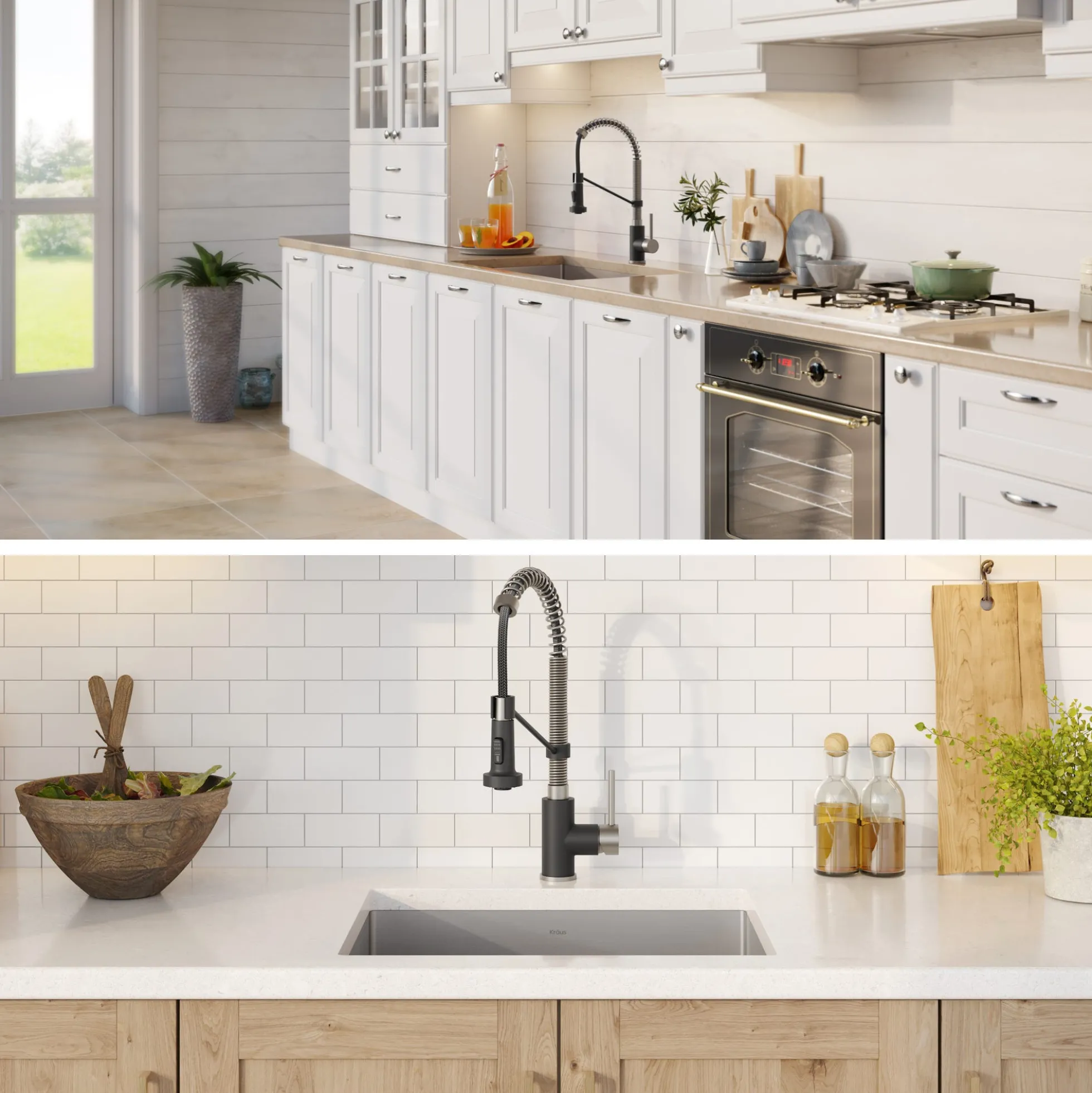 23" Undermount Kitchen Sink w/ Bolden Commercial Pull-Down Faucet and Soap Dispenser in Stainless Steel/Matte Black