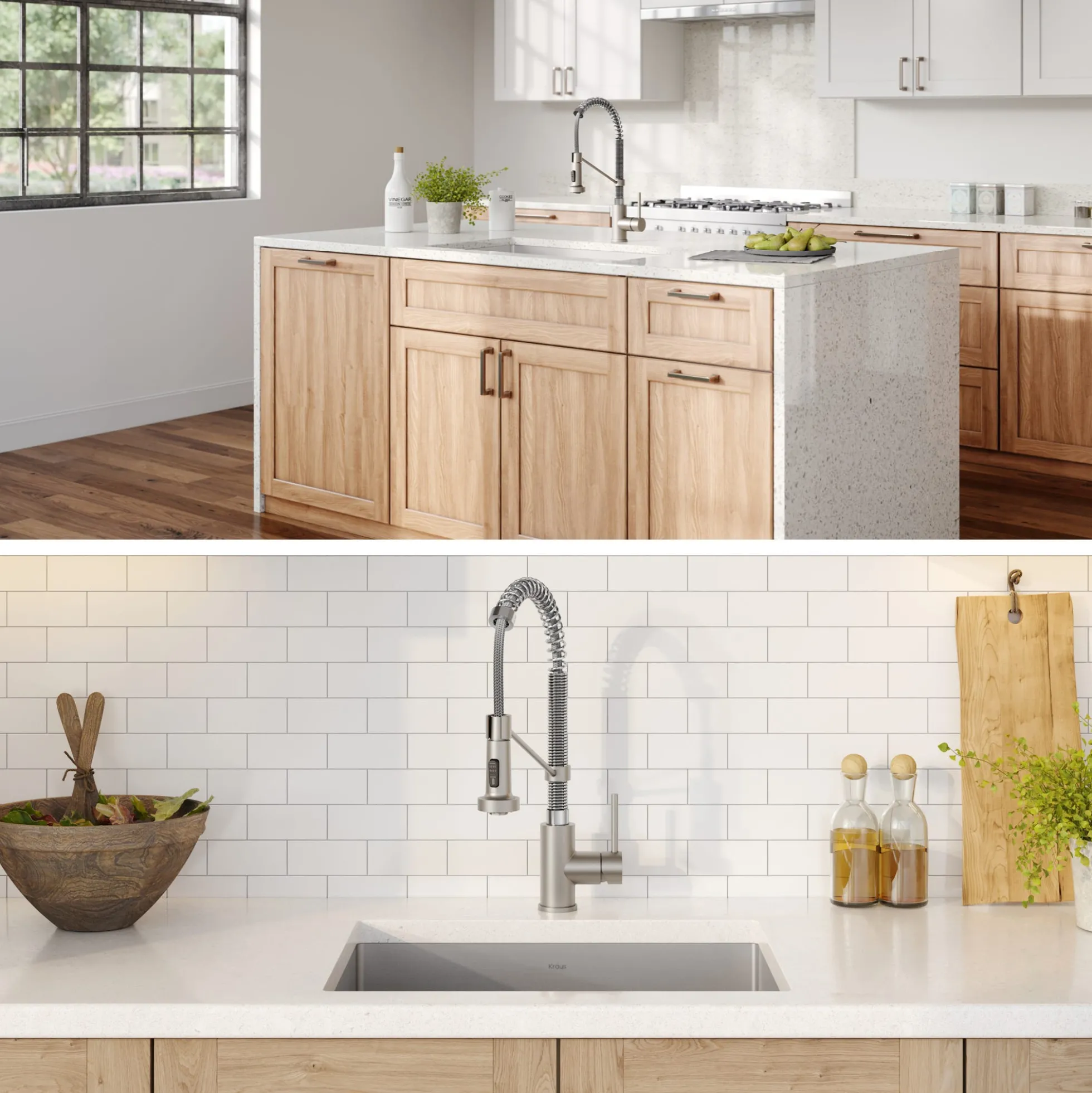 23" Undermount Kitchen Sink w/ Bolden Commercial Pull-Down Faucet and Soap Dispenser in Stainless Steel/Chrome