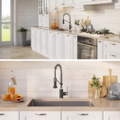 30" Undermount Kitchen Sink w/ Bolden Commercial Pull-Down Faucet and Soap Dispenser in Stainless Steel/Matte Black