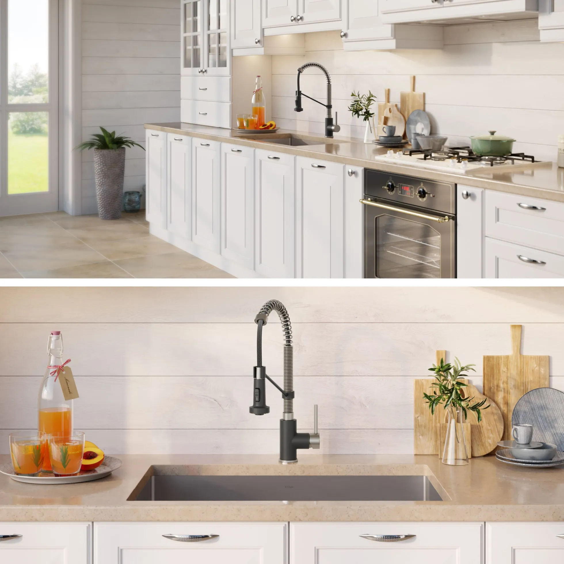 30" Undermount Kitchen Sink w/ Bolden Commercial Pull-Down Faucet and Soap Dispenser in Stainless Steel/Matte Black