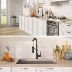 30" Undermount Kitchen Sink w/ Bolden Commercial Pull-Down Faucet and Soap Dispenser in Matte Black