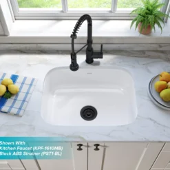 22" Undermount Porcelain Enameled Steel Single Bowl Kitchen Sink in White