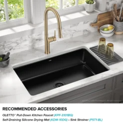 32” Undermount Porcelain Enameled Steel Single Bowl Kitchen Sink in Black