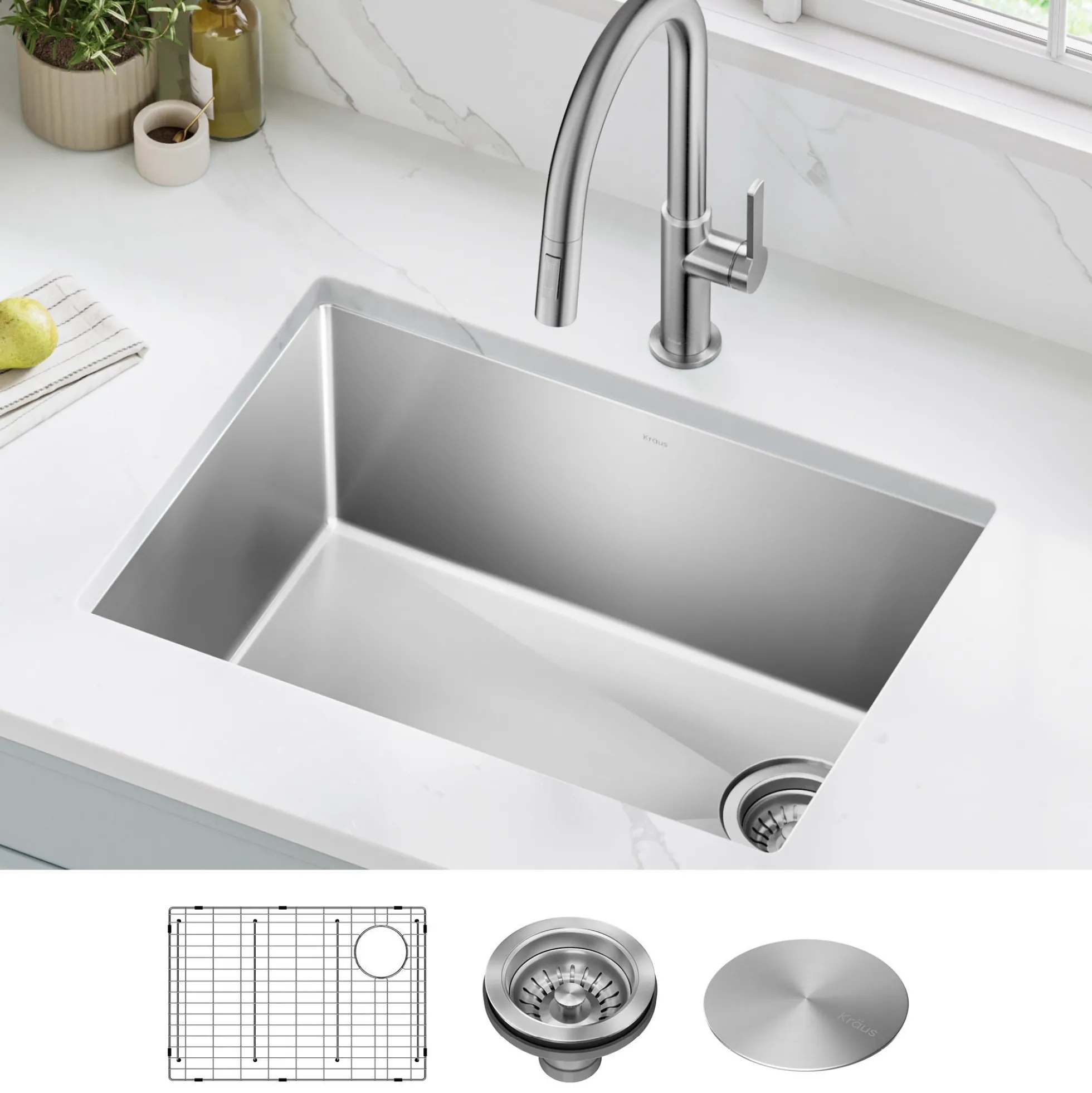 25" Undermount Single Bowl 16 Gauge Stainless Steel Kitchen Sink