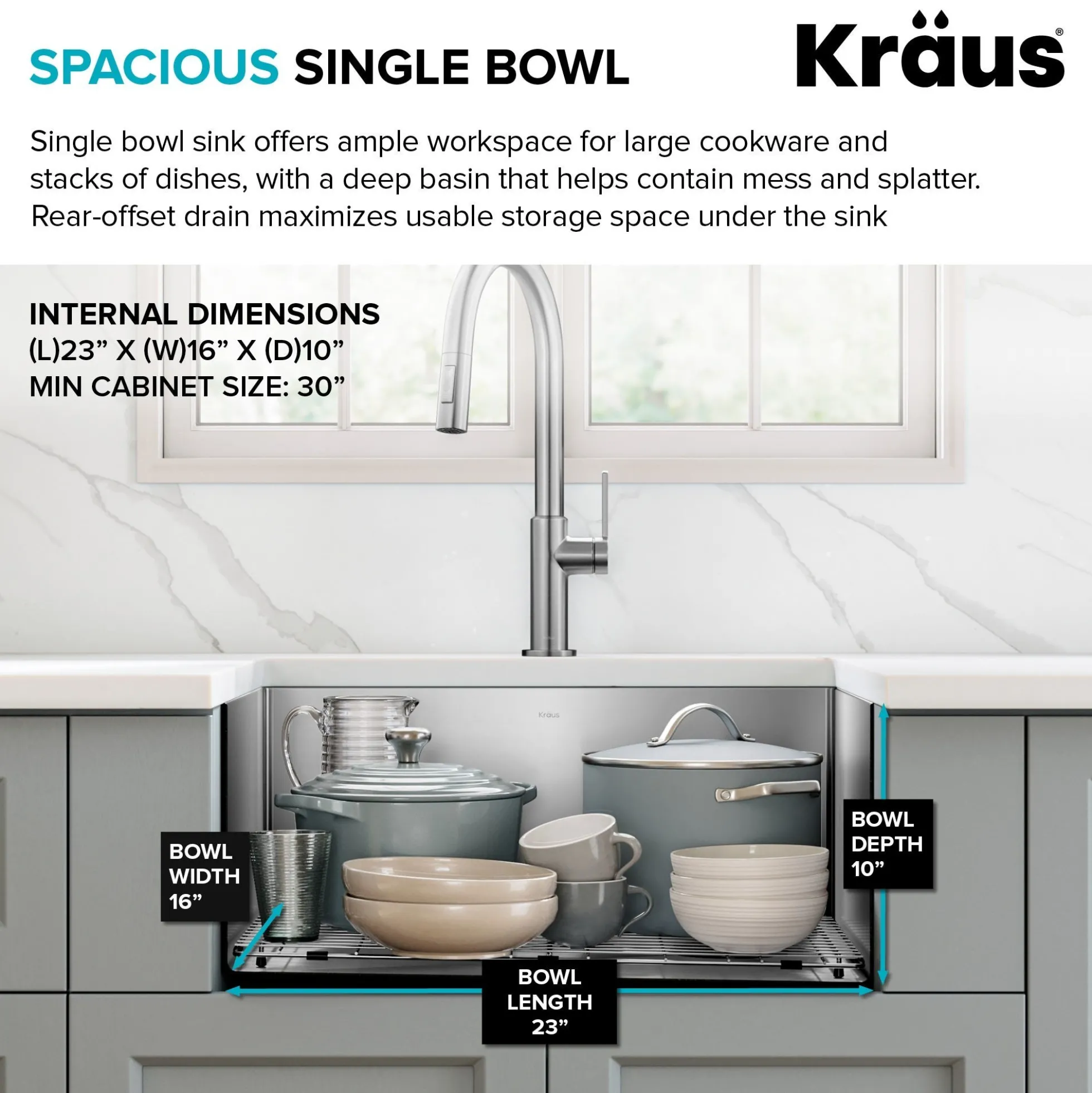25" Undermount Single Bowl 16 Gauge Stainless Steel Kitchen Sink