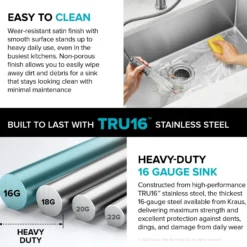 30" Undermount Single Bowl 16 Gauge Stainless Steel Kitchen Sink