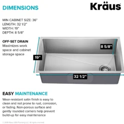 33” Undermount Single Bowl 18-Gauge Stainless Steel Kitchen Sink
