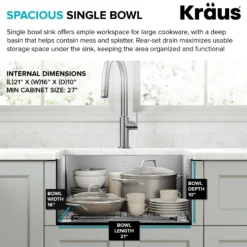 23" Undermount Single Bowl 16 Gauge Stainless Steel Kitchen Sink