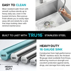 21" Undermount Single Bowl 16 Gauge Stainless Steel Kitchen Sink