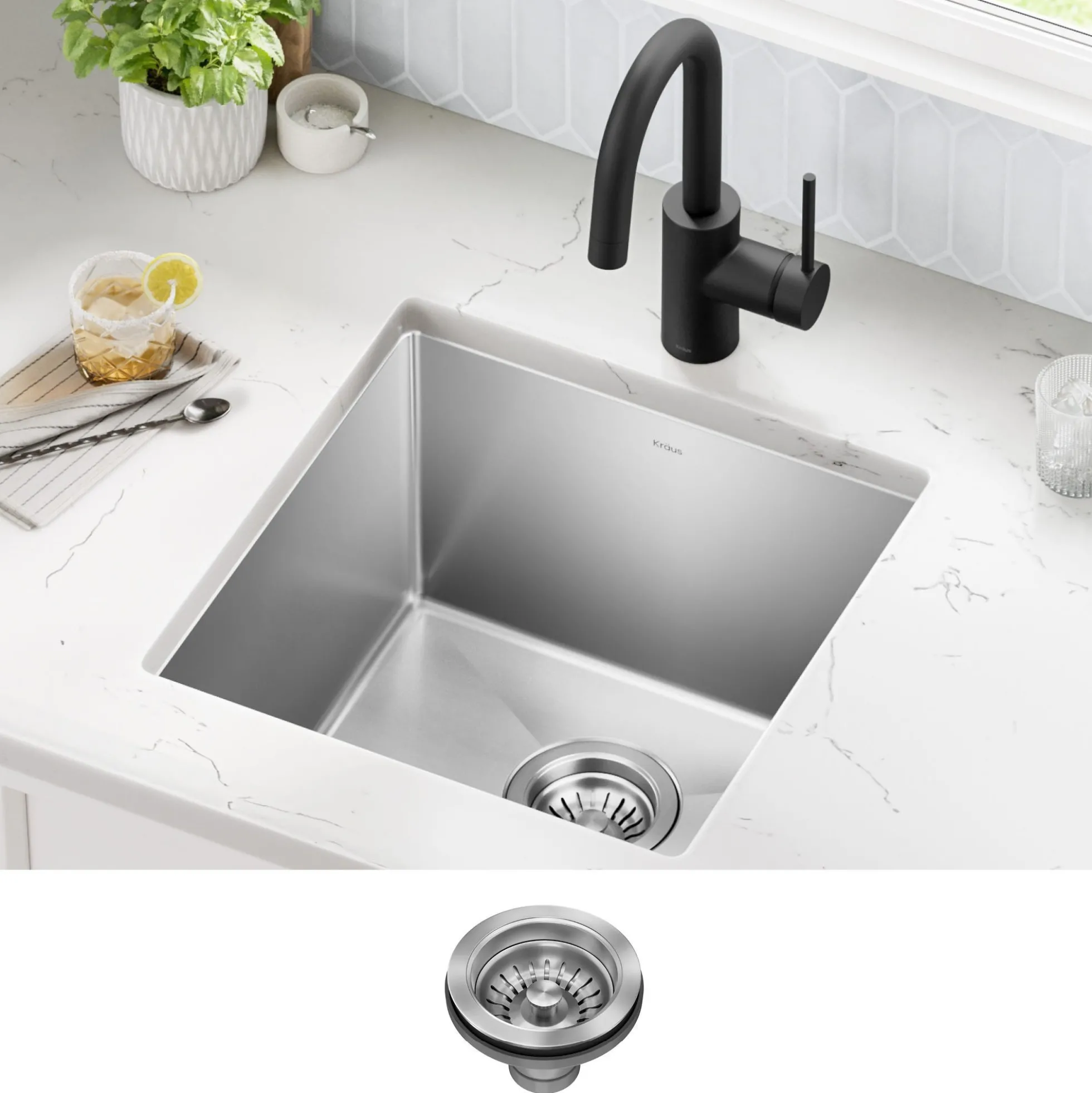 17" Undermount Single Bowl 16 Gauge Stainless Steel Bar Kitchen Sink