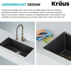 31” Undermount Single Bowl Granite Kitchen Sink in Black Onyx