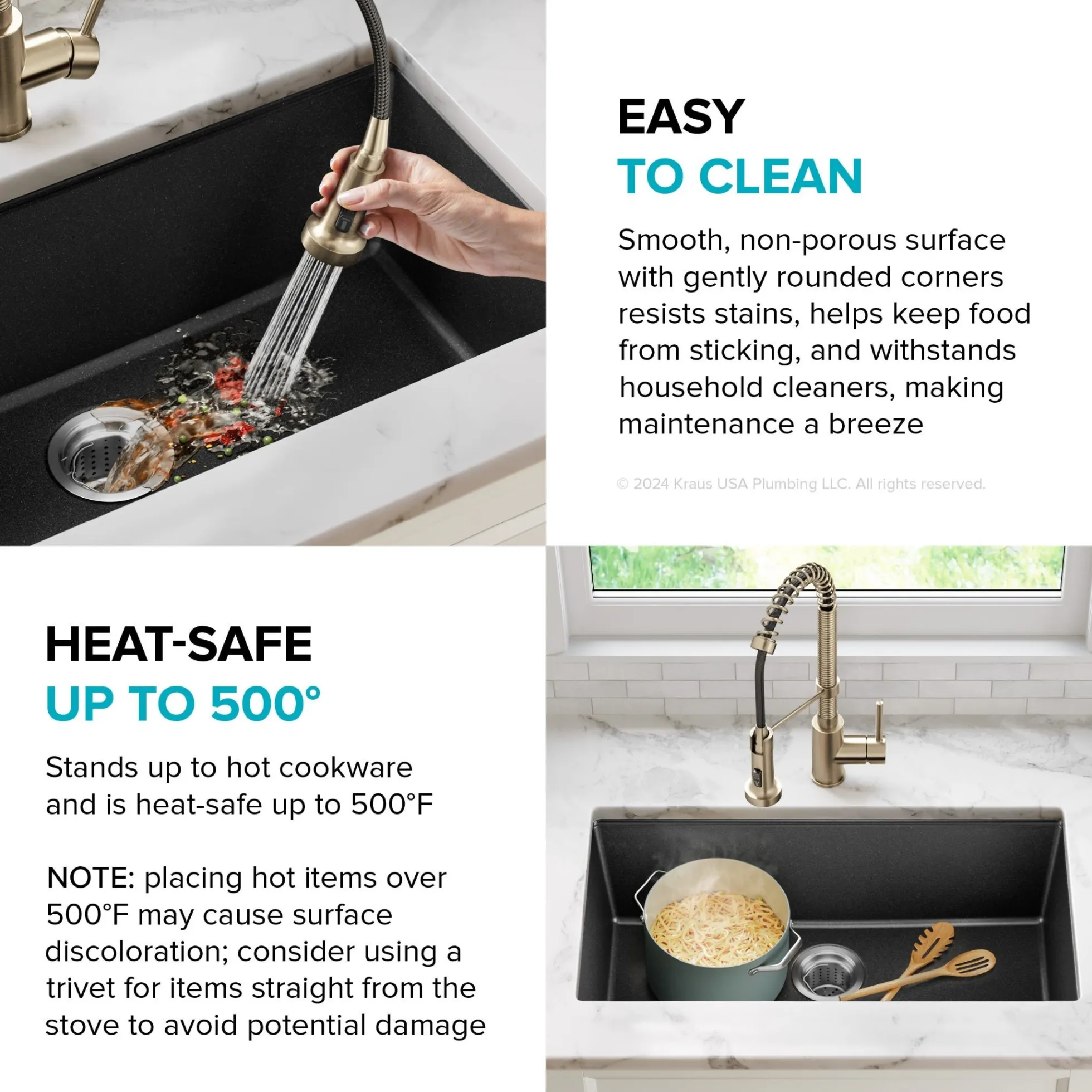 31” Undermount Single Bowl Granite Kitchen Sink in Black Onyx