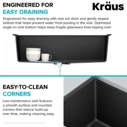 31” Undermount Single Bowl Granite Kitchen Sink in Black Onyx