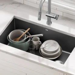 32” Undermount Single Bowl Granite Kitchen Sink in Black