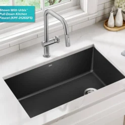 32” Undermount Single Bowl Granite Kitchen Sink in Black