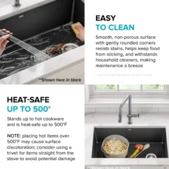32” Undermount Single Bowl Granite Kitchen Sink in Grey