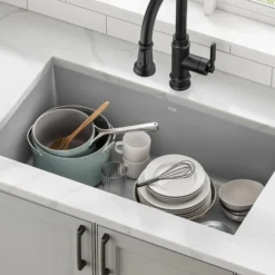 32” Undermount Single Bowl Granite Kitchen Sink in Grey