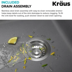 32” Undermount Single Bowl Granite Kitchen Sink in Grey