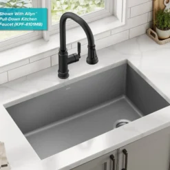 32” Undermount Single Bowl Granite Kitchen Sink in Grey