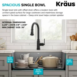 32” Undermount Single Bowl Granite Kitchen Sink in Grey
