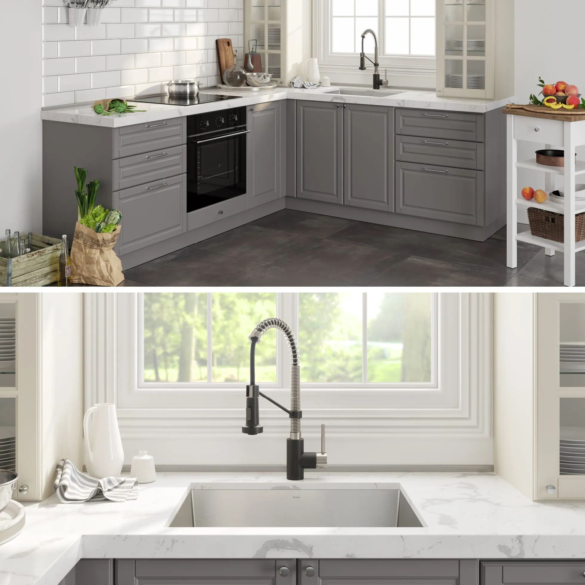 24" Undermount Utility Sink w/ Bolden Commercial Pull-Down Faucet and Soap Dispenser in Stainless Steel/Matte Black