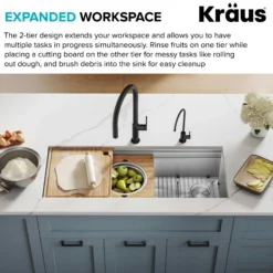 45" Undermount Workstation 16 Gauge Single Bowl Stainless Steel Kitchen Sink with 10 Accessories