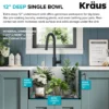 23" Undermount Workstation Single Bowl 16 Gauge Deep Laundry Utility Stainless Steel Kitchen Sink with Accessories