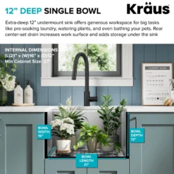 23" Undermount Workstation Single Bowl 16 Gauge Deep Laundry Utility Stainless Steel Kitchen Sink with Accessories