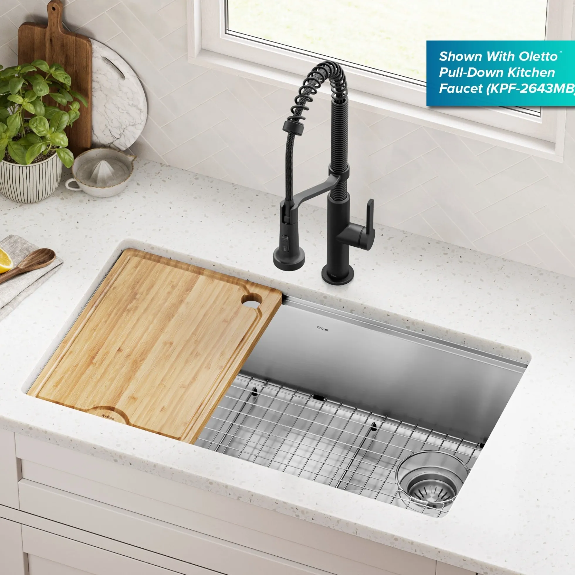 32” Undermount WorkstationSingle Bowl18-GaugeStainless Steel Kitchen Sinkwith Accessories
