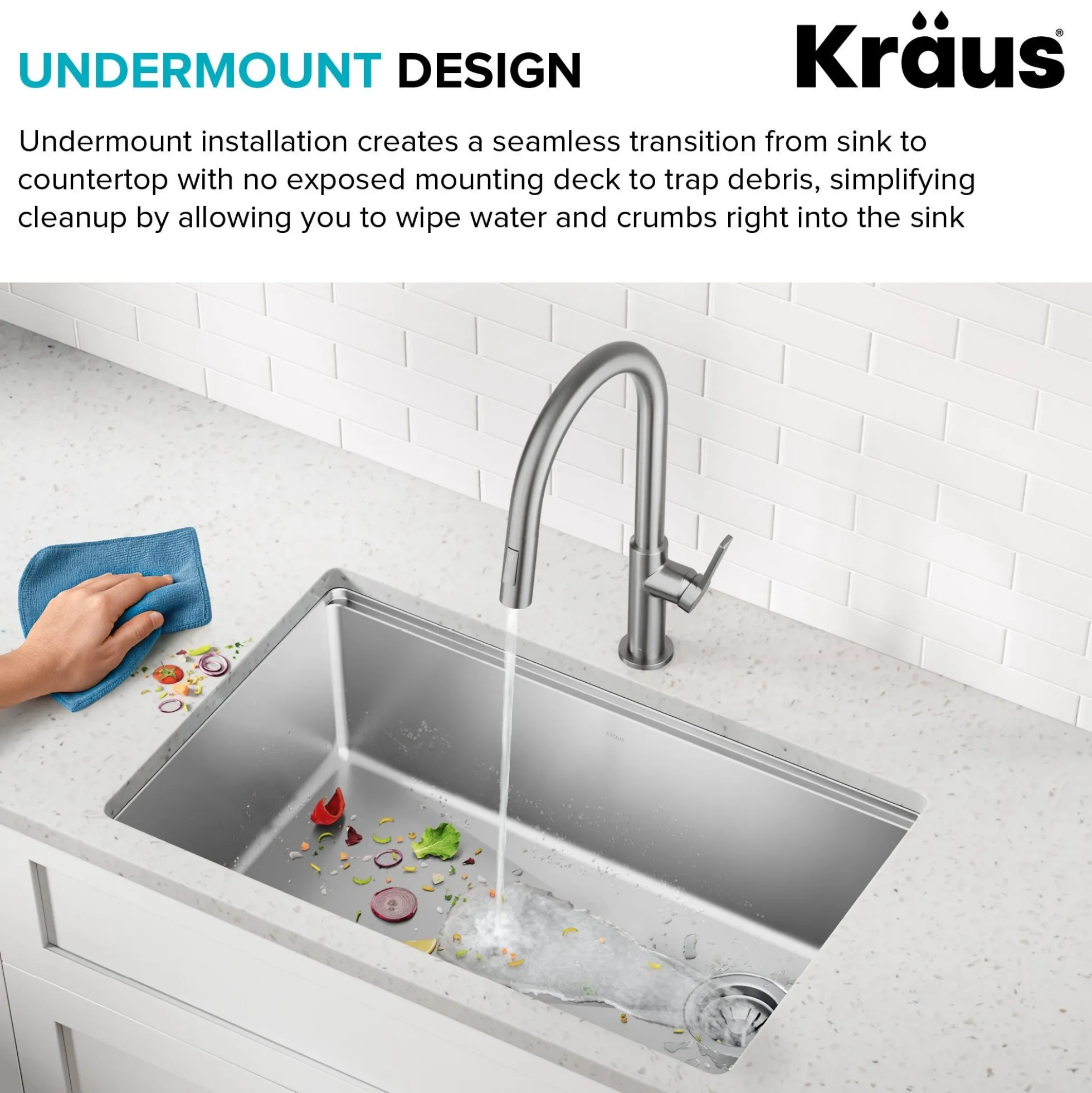 32” Undermount WorkstationSingle Bowl18-GaugeStainless Steel Kitchen Sinkwith Accessories