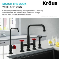 Urbix 100% Lead-Free Kitchen Water Filter Faucet in Matte Black/Red