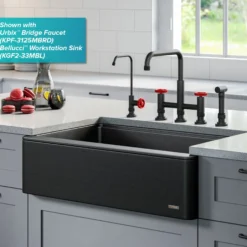 Urbix 100% Lead-Free Kitchen Water Filter Faucet in Matte Black/Red