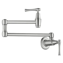 Wall Mount Pot Filler Kitchen Faucet with Retractable Arm in Spot-Free Stainless Steel