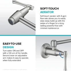 Wall Mount Pot Filler Kitchen Faucet with Retractable Arm in Spot-Free Stainless Steel