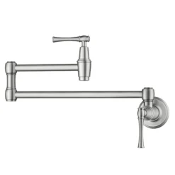 Wall Mount Pot Filler Kitchen Faucet with Retractable Arm in Spot-Free Stainless Steel