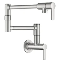 Wall Mount Pot Filler Kitchen Faucet with Retractable Arm in Spot-Free Stainless Steel