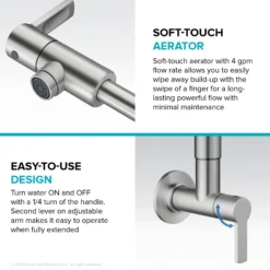 Wall Mount Pot Filler Kitchen Faucet with Retractable Arm in Spot-Free Stainless Steel