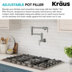 Wall Mount Pot Filler Kitchen Faucet with Retractable Arm in Spot-Free Stainless Steel