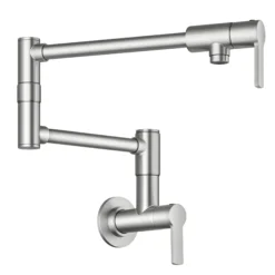 Wall Mount Pot Filler Kitchen Faucet with Retractable Arm in Spot-Free Stainless Steel