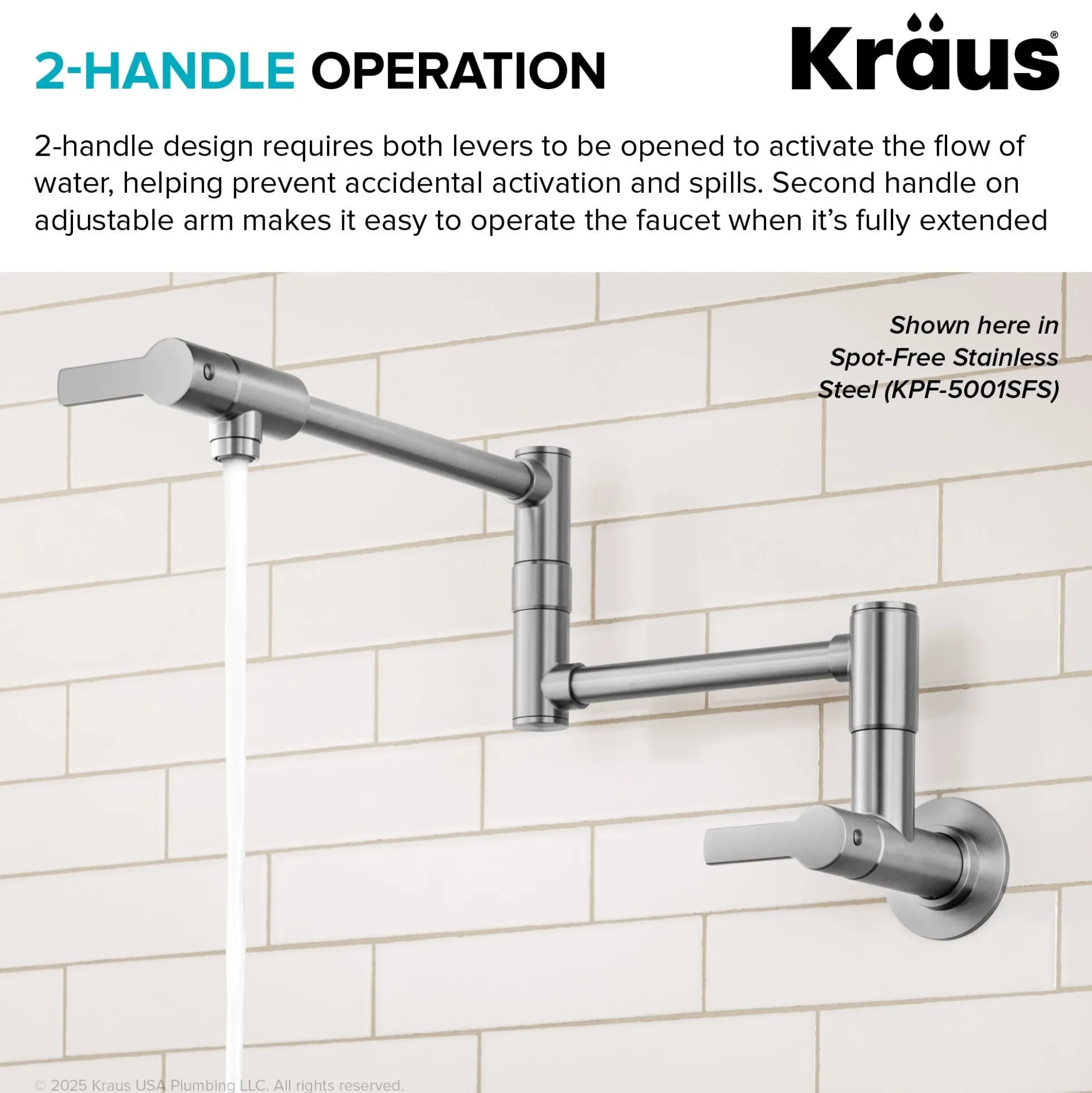 Wall Mount Pot Filler Kitchen Faucet with Retractable Arm in Spot-Free Antique Champagne Bronze