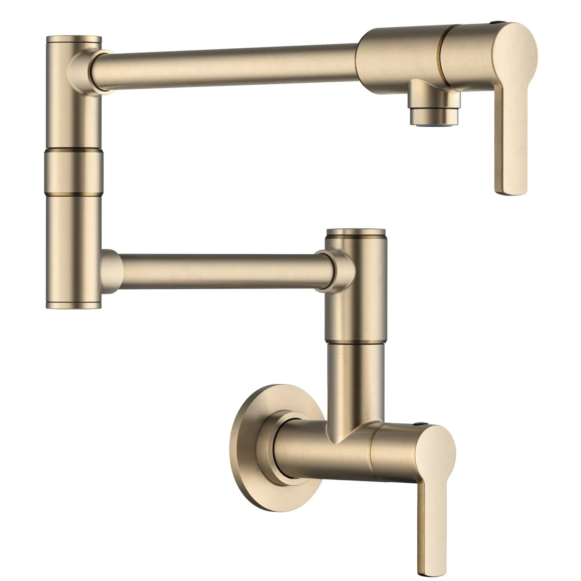 Wall Mount Pot Filler Kitchen Faucet with Retractable Arm in Spot-Free Antique Champagne Bronze