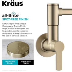 Wall Mount Pot Filler Kitchen Faucet with Retractable Arm in Spot-Free Antique Champagne Bronze