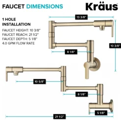 Wall Mount Pot Filler Kitchen Faucet with Retractable Arm in Spot-Free Antique Champagne Bronze