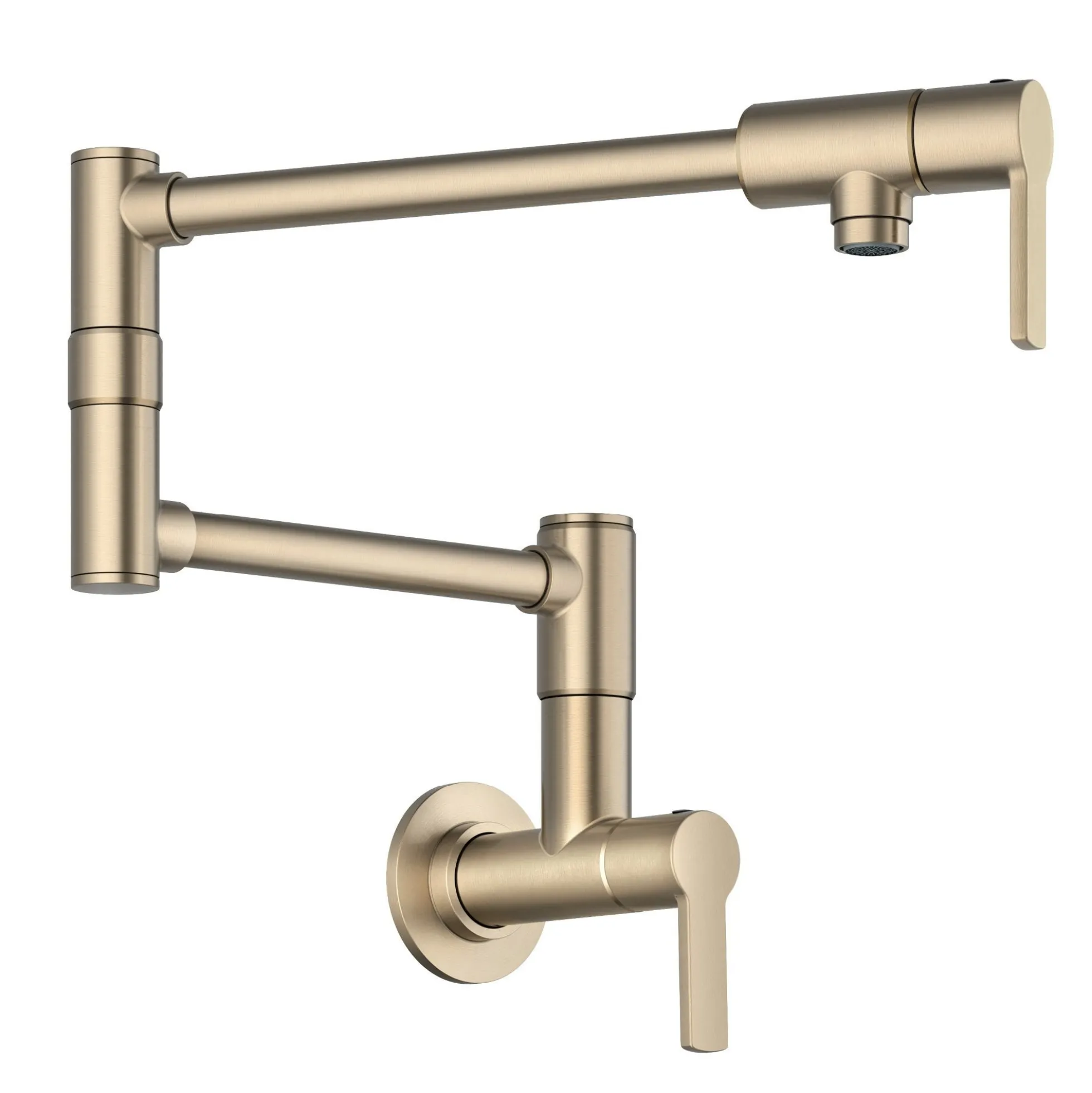 Wall Mount Pot Filler Kitchen Faucet with Retractable Arm in Spot-Free Antique Champagne Bronze