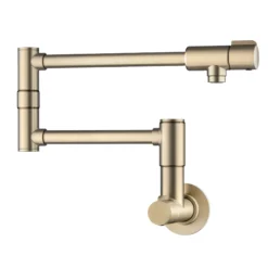 Wall Mount Pot Filler Kitchen Faucet with Retractable Arm in Spot-Free Antique Champagne Bronze