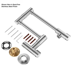 Wall Mount Pot Filler Kitchen Faucet with Retractable Arm in Spot-Free Antique Champagne Bronze