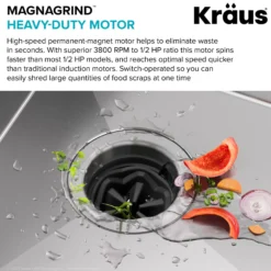 WasteGuard™ High-Speed 1/2 HP Continuous Feed Ultra-Quiet Motor Garbage Disposal with Power Cord and Flange Included and Universal Mount